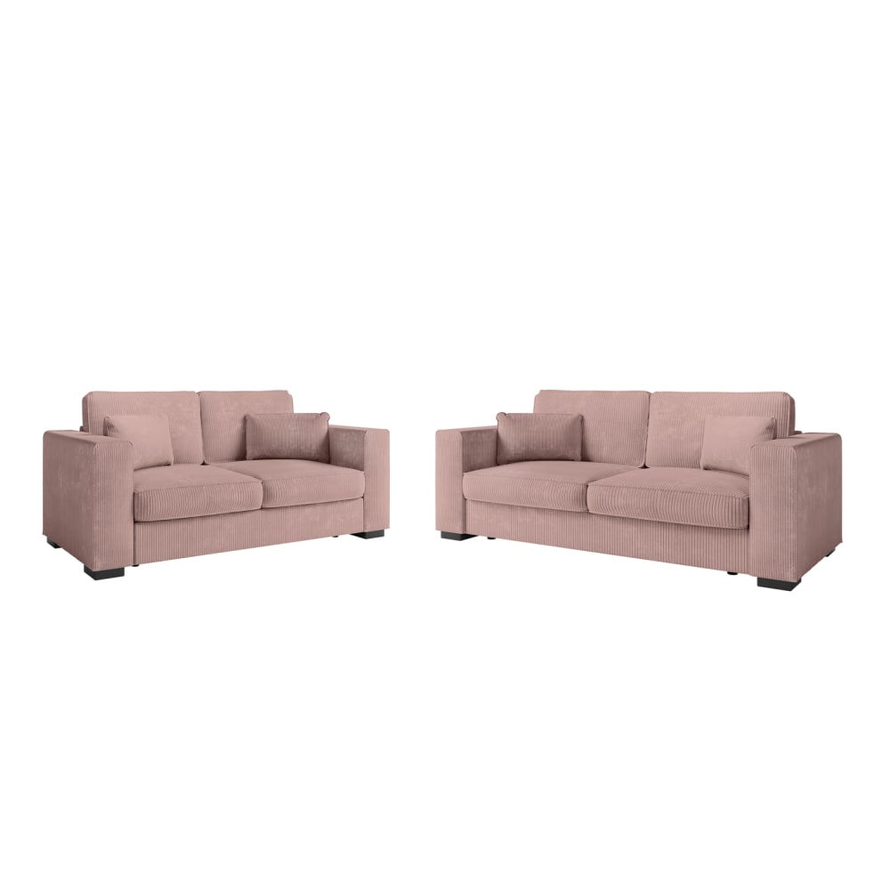 Ensemble canapés 2 places et 3 places en velours côtelé - Rose