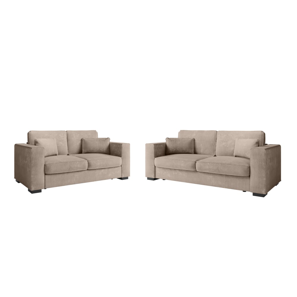 Ensemble canapés 2 places et 3 places en velours côtelé - Taupe
