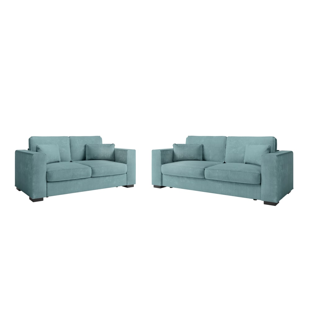 Ensemble canapés 2 places et 3 places en velours côtelé - Bleu clair