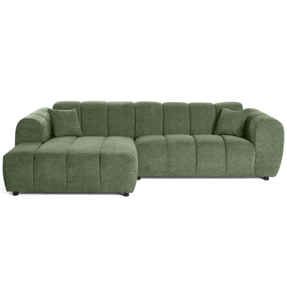Canapé d'angle 4 places en tissu texturé vert