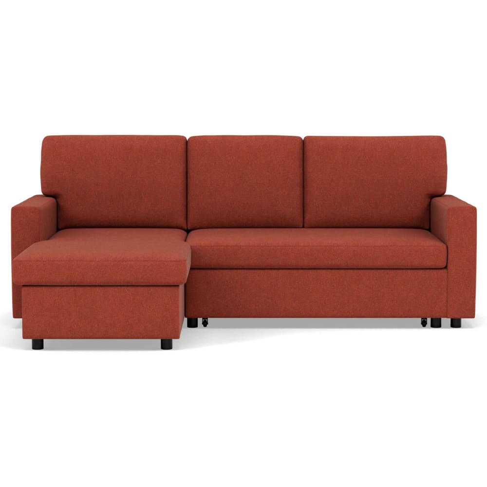 Canapé d'angle réversible convertible 4 places en tissu terracotta