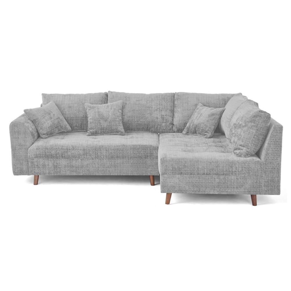 Canapé d'angle 4 places en velours texturé gris