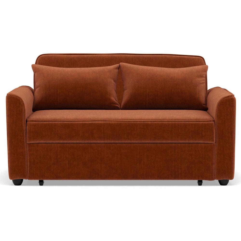 Canapé droit 2 places en velours côtelé terracotta