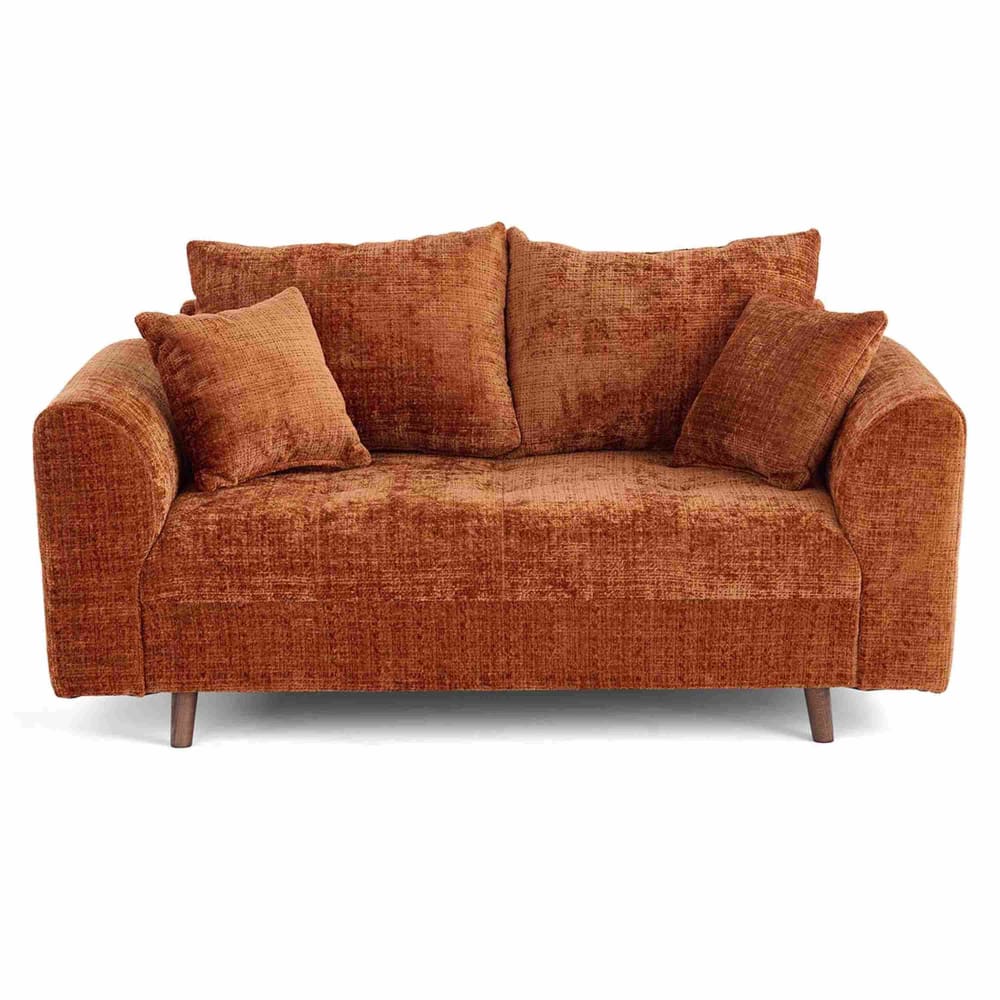 Canapé 2 places en velours texturé rouille