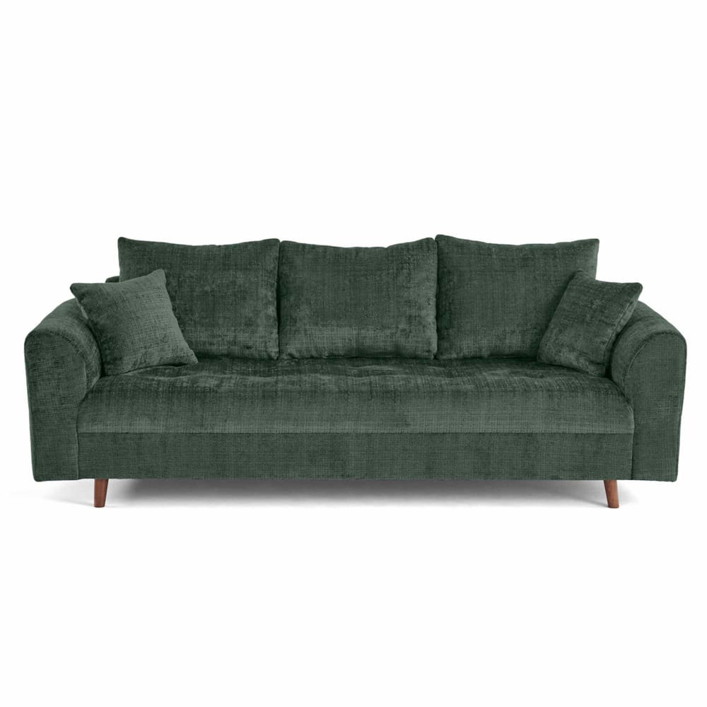 Canapé 3 places en velours texturé vert