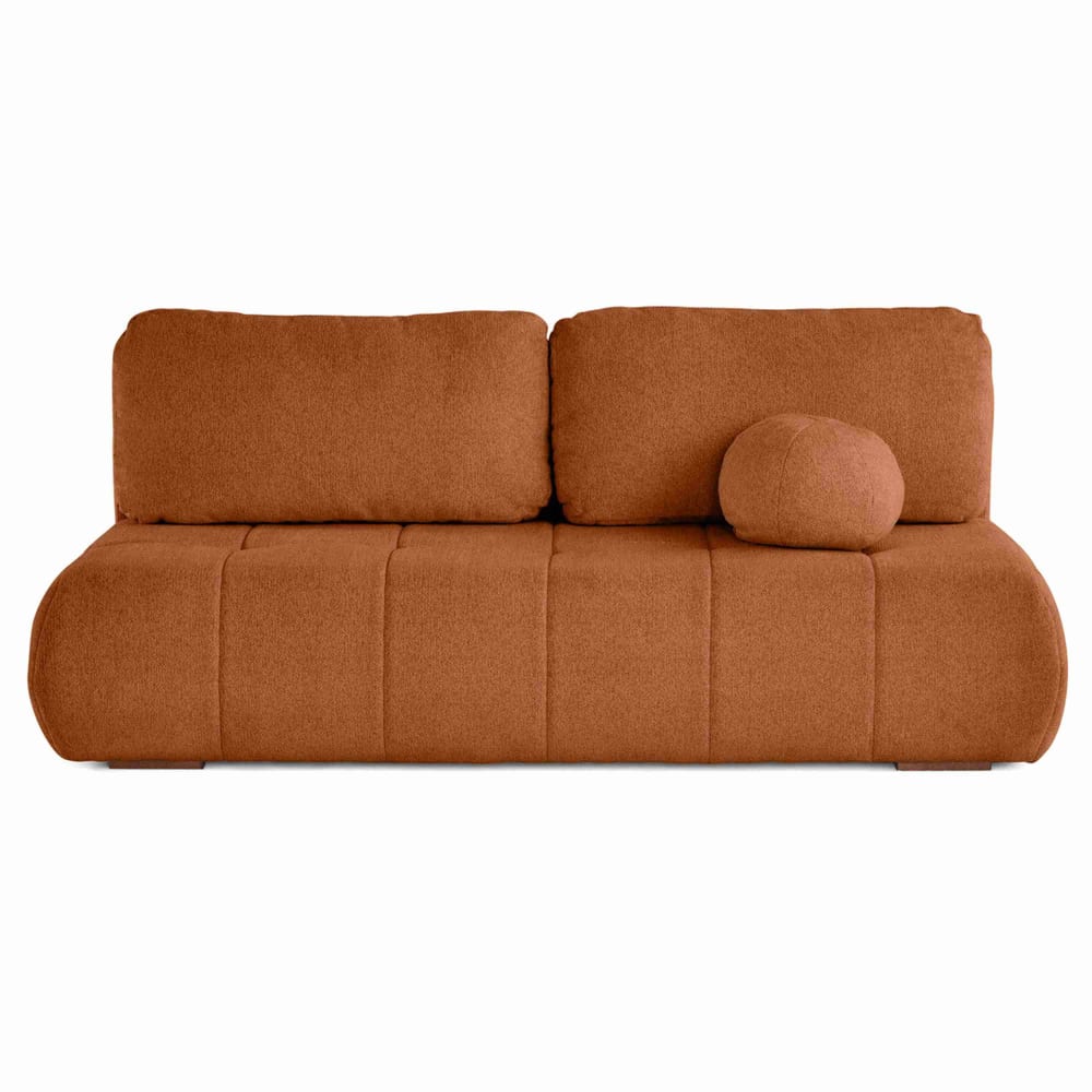 Canapé droit convertible 3 places en tissu texturé terracotta