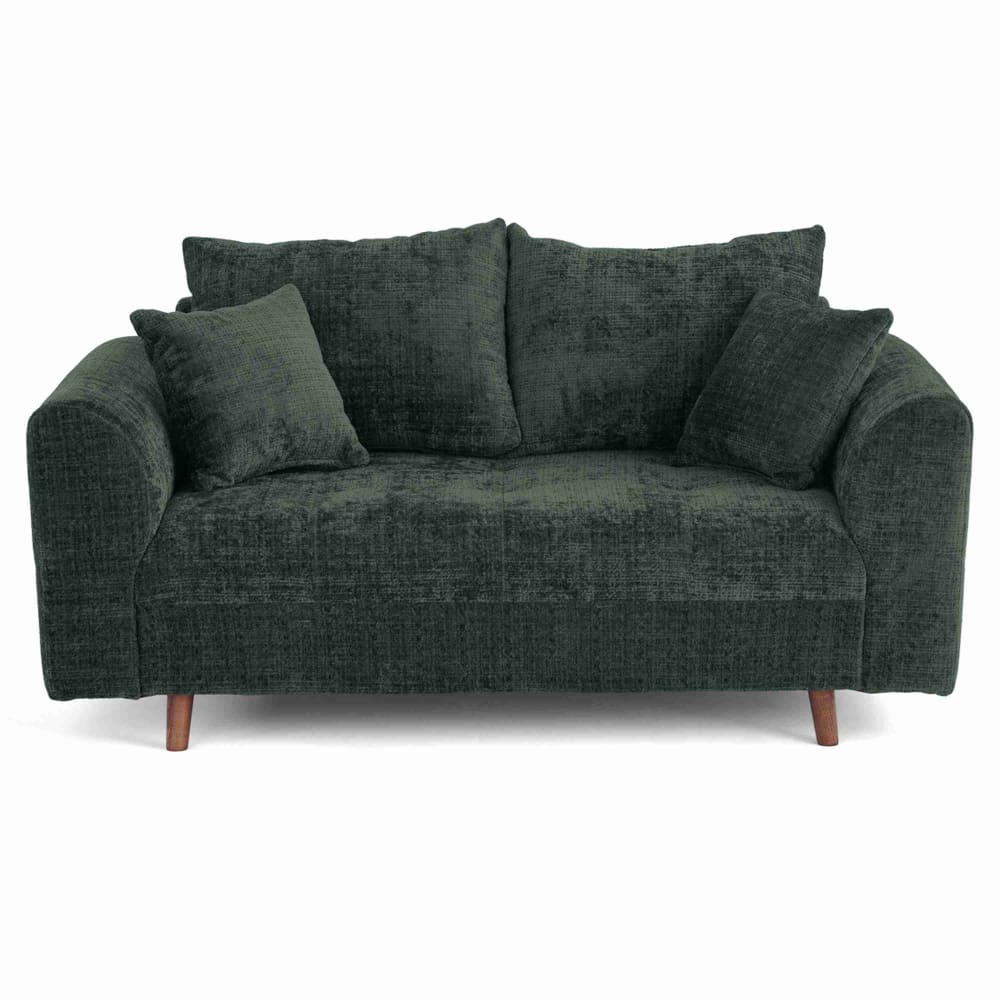 Canapé 2 places en velours texturé vert