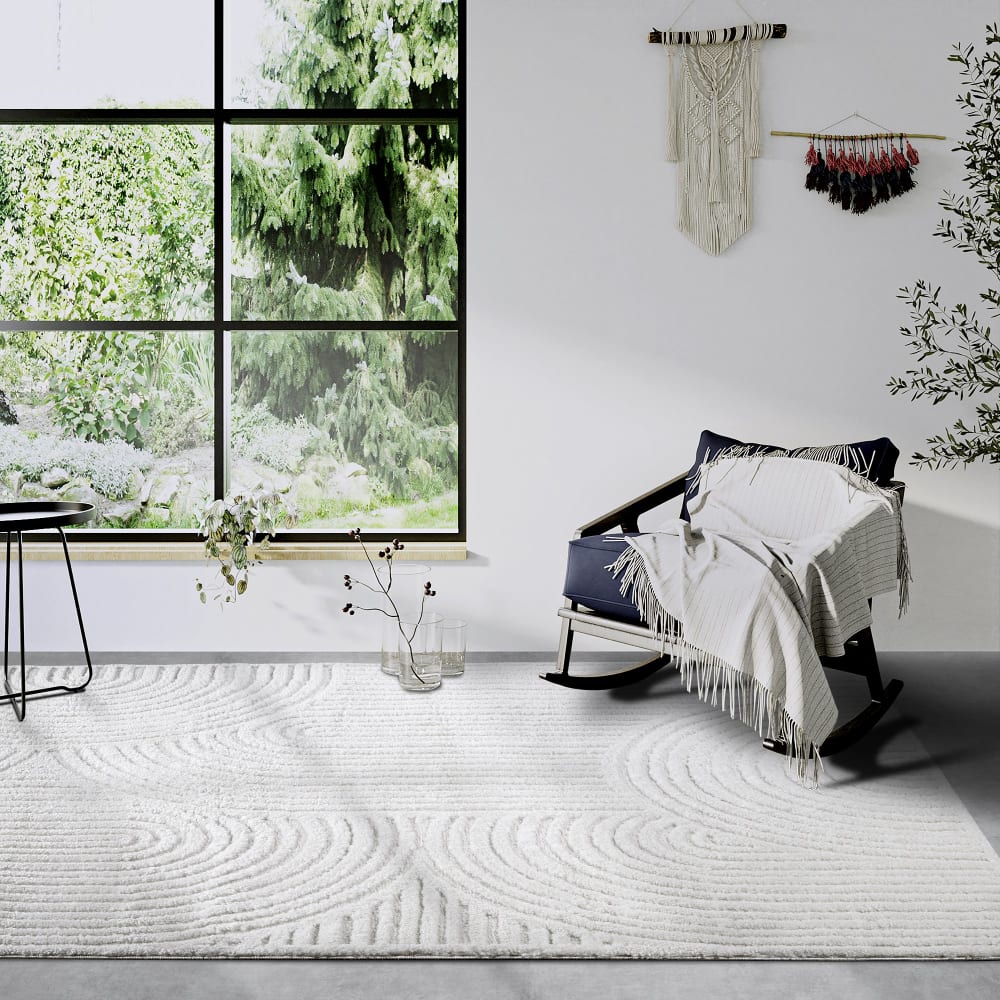 Tapis en relief à poils longs crème - elle decoration 120x170cm — vue 3
