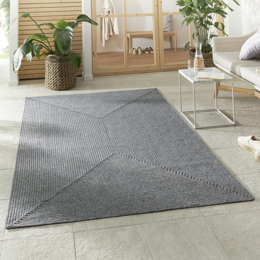 Tapis d'extérieur aspect jute ZADO Gris 120x170cm