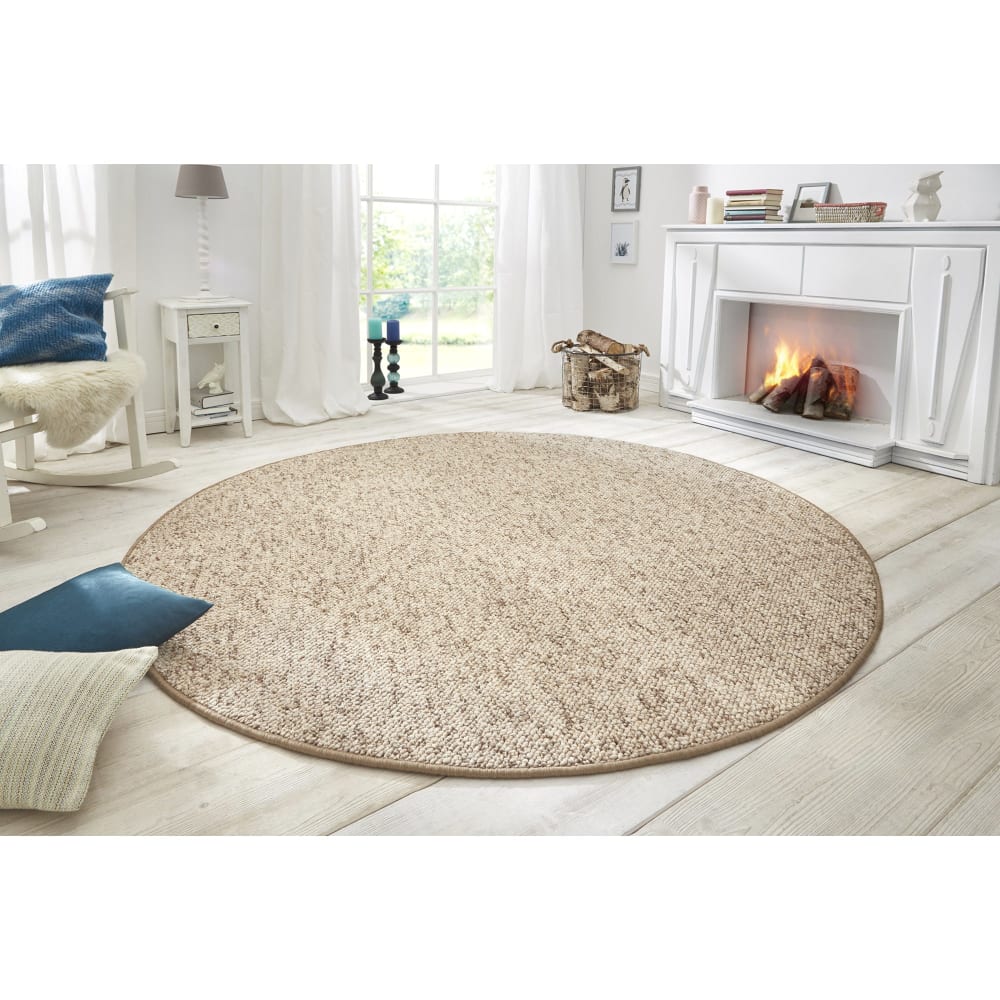 Tapis rond bouclé boules tuftés beige 133cm — vue 3
