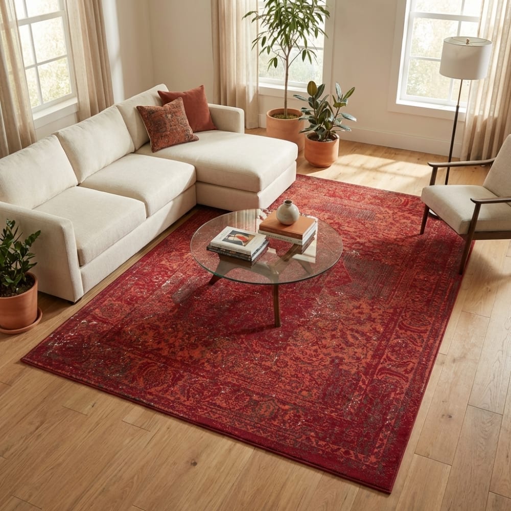 Tapis design à poils ras rouge 160x230cm — vue 4