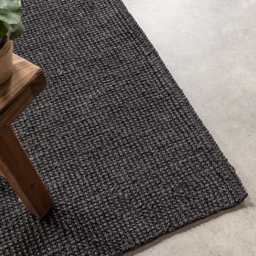 Tapis en jute bouclé noir 60x90cm — vue 4