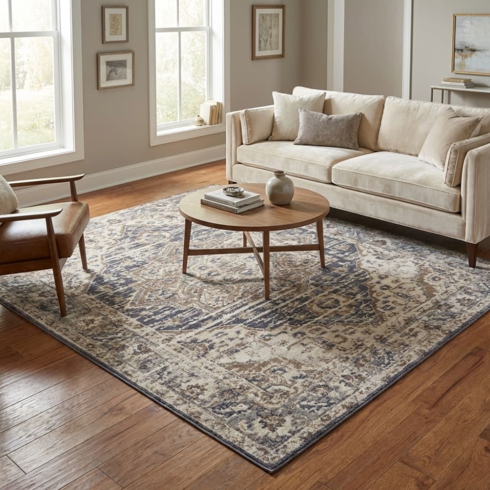 Tapis vintage oriental rania crème et bleu 160x235cm — vue 3