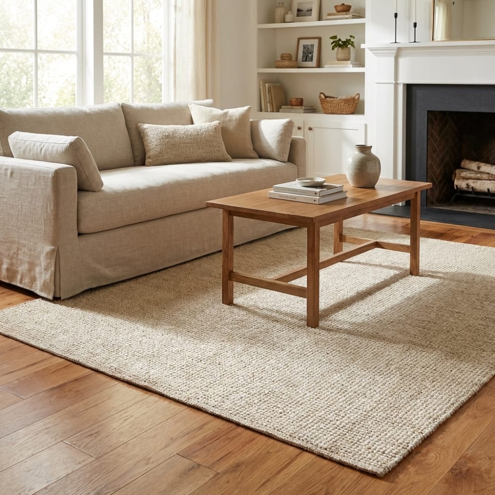 Tapis en jute bouclé blanc écru 190x280cm — vue 3