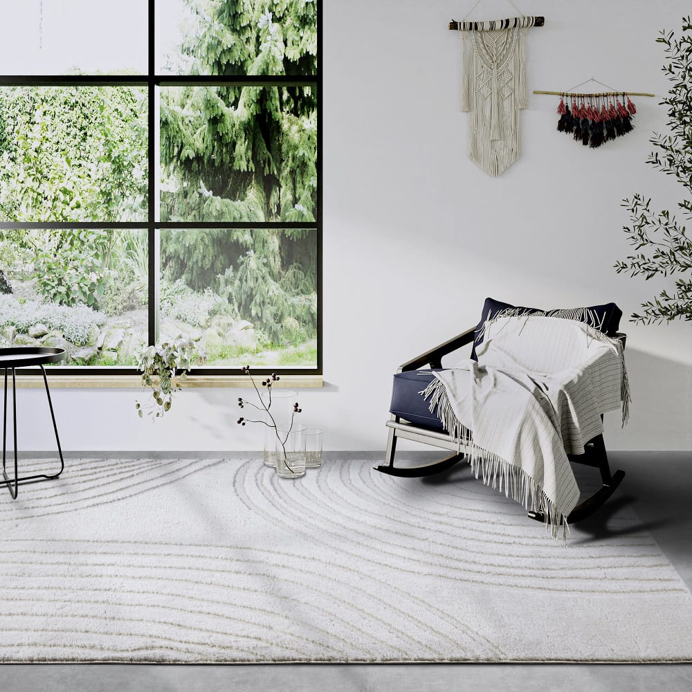 Tapis en relief à poils longs crème - ELLE Decoration 160x235cm