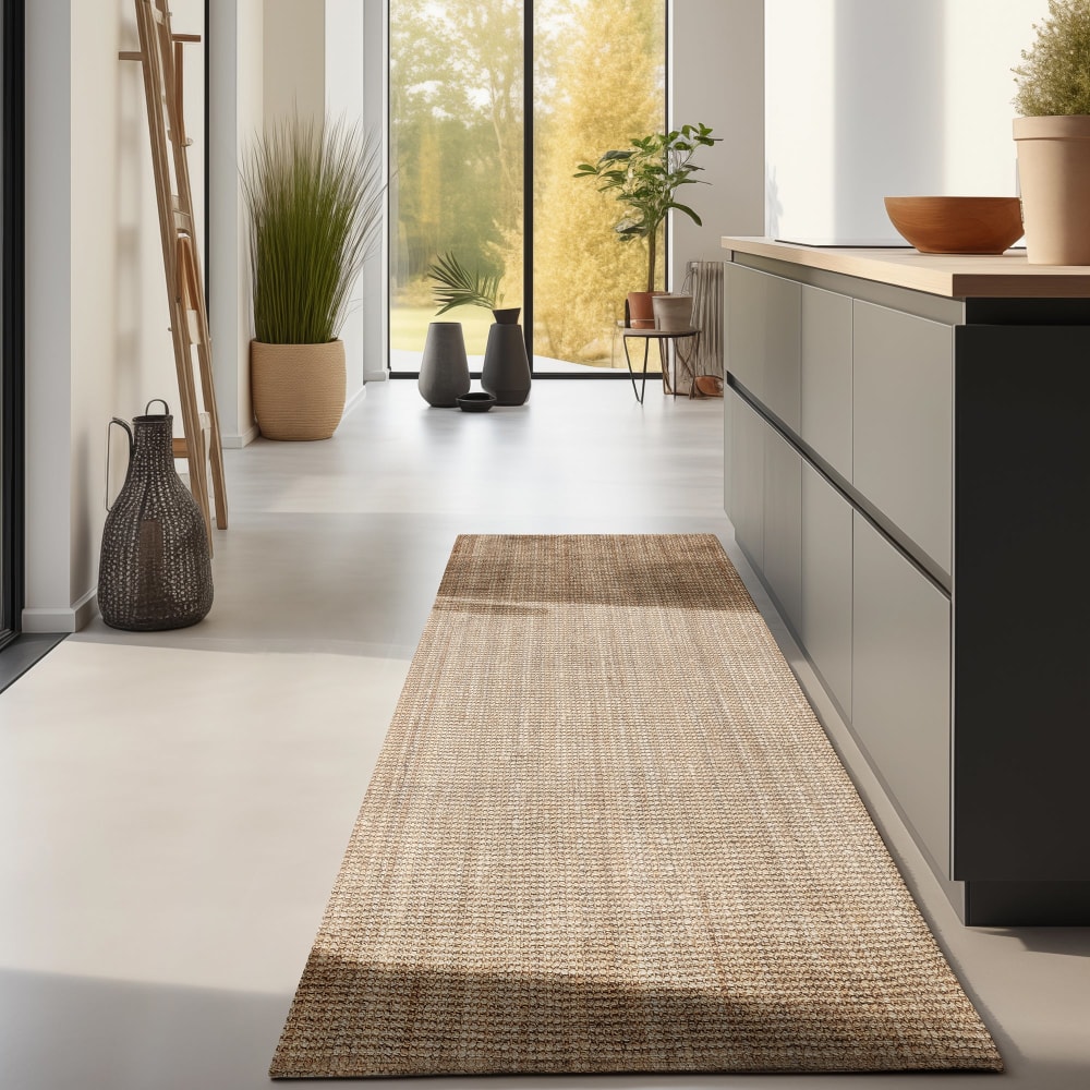Tapis en jute bouclé beige 80x200cm — vue 3