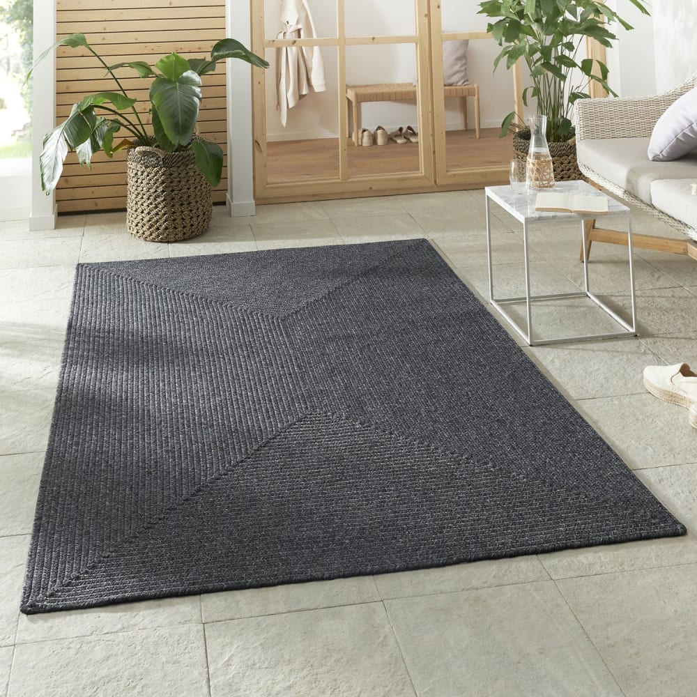 Tapis d'extérieur aspect jute ZADO Anthracite 160x230cm
