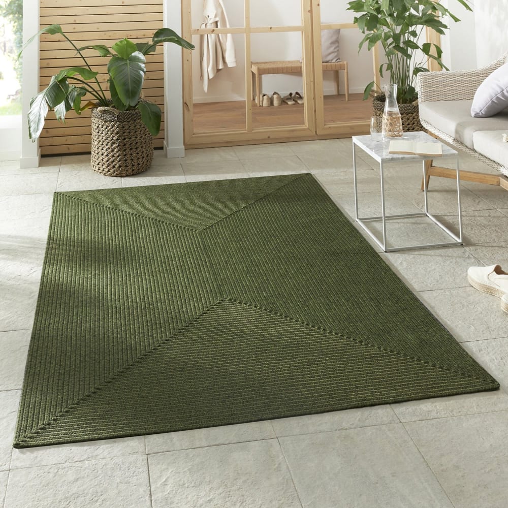 Tapis d'extérieur aspect jute ZADO Vert 120x170cm