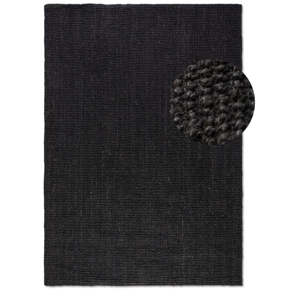 Tapis en jute bouclé noir 190x280cm