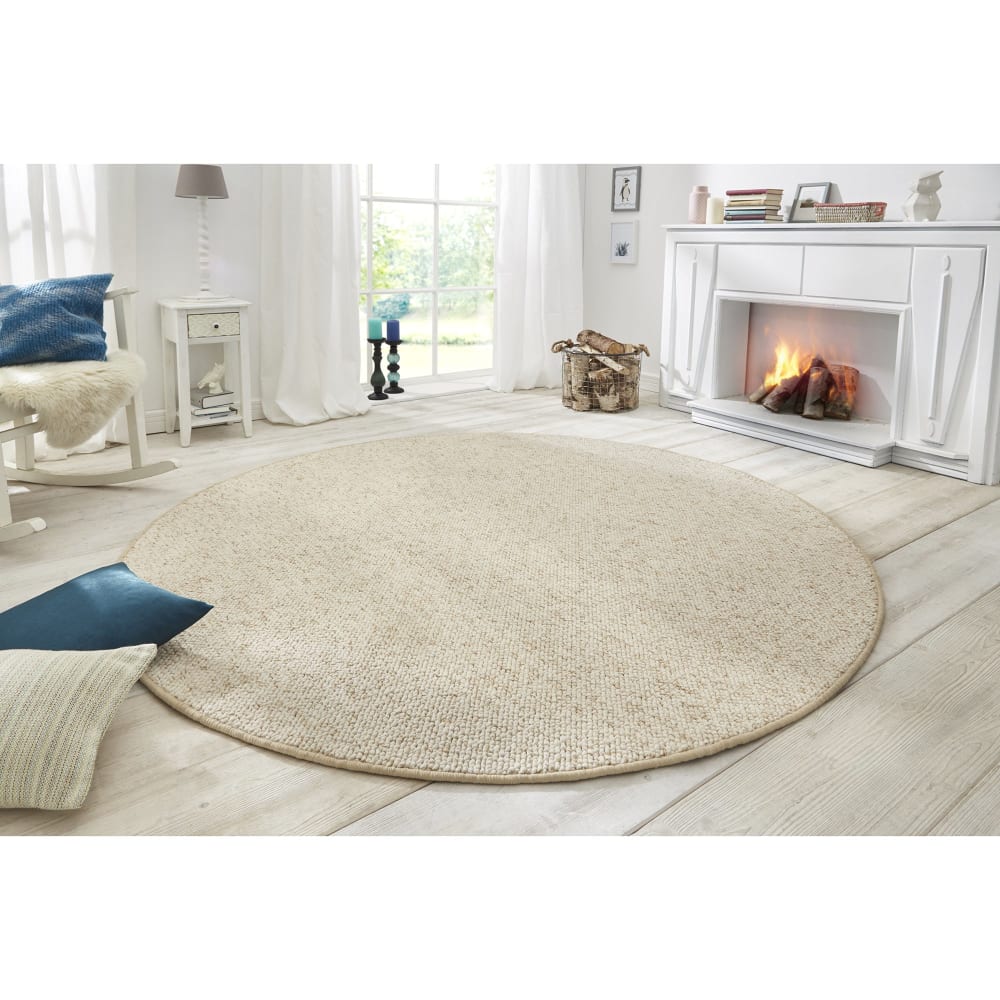 Tapis rond bouclé boules tuftés crème 133cm — vue 3
