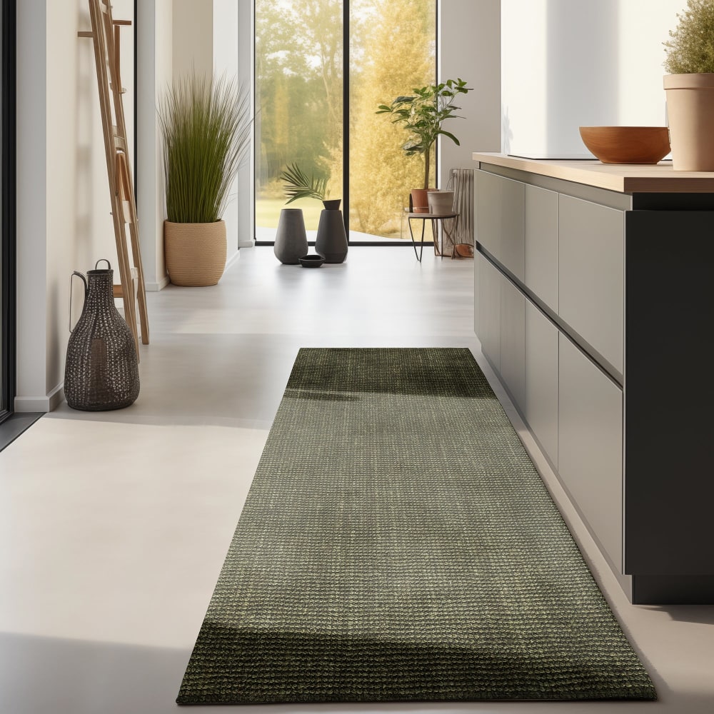 Tapis en jute bouclé vert 80x200cm — vue 3