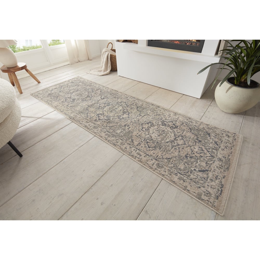 Tapis entrée vintage oriental rania crème et gris 80x120cm — vue 3