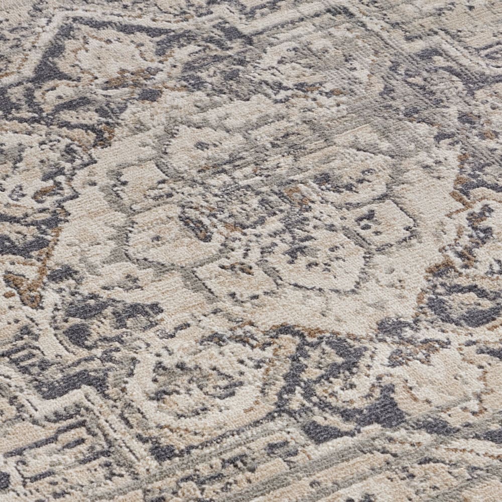 Tapis entrée vintage oriental rania crème et gris 80x120cm — vue 4
