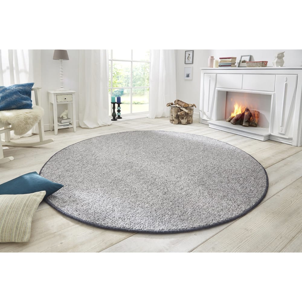 Tapis Rond bouclé boules tuftés Gris 133cm