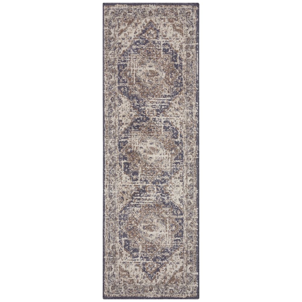 Tapis d'entrée Vintage Oriental RANIA Crème et Bleu 80x120cm