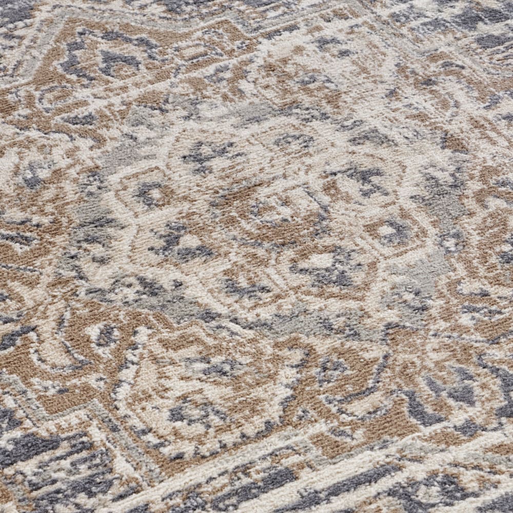 Tapis d'entrée vintage oriental rania crème et bleu 80x120cm — vue 4