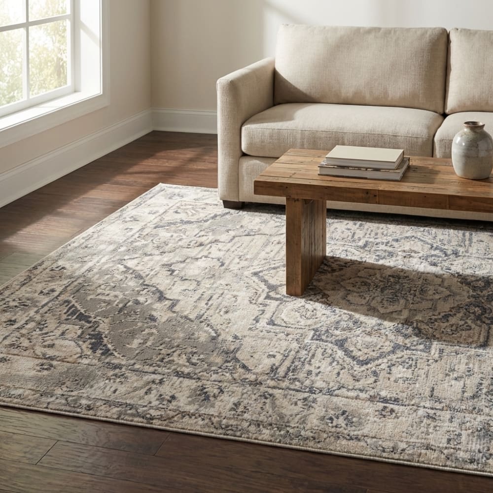 Tapis vintage oriental rania crème et gris 200x280cm — vue 3