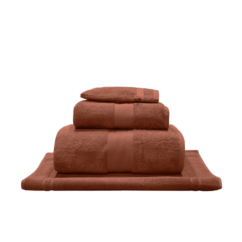 Ensemble de bain 4 pièces avec tapis terracota