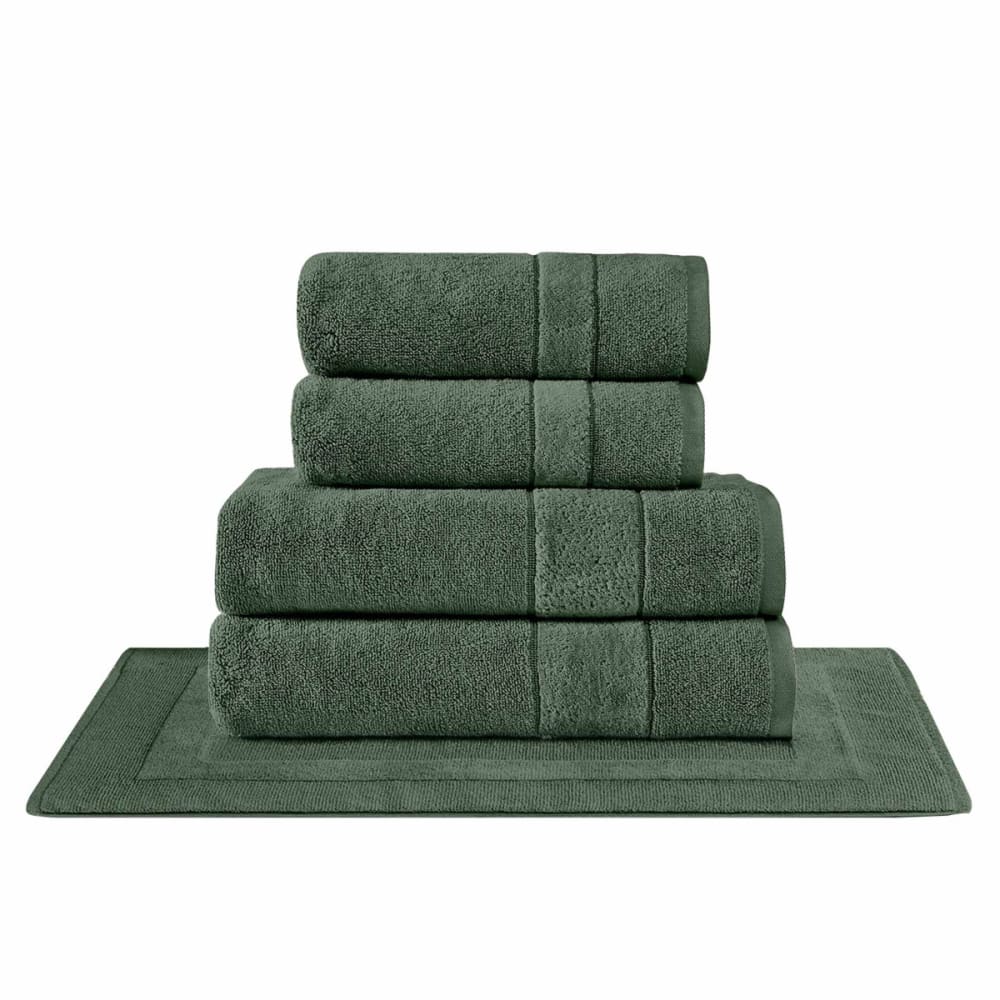 Ensemble de bain 5 pièces 650 g/m² avec tapis eucalyptus