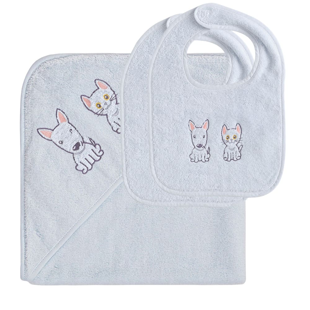 Eensemble bébé cape de bain + 2 bavoirs nuage