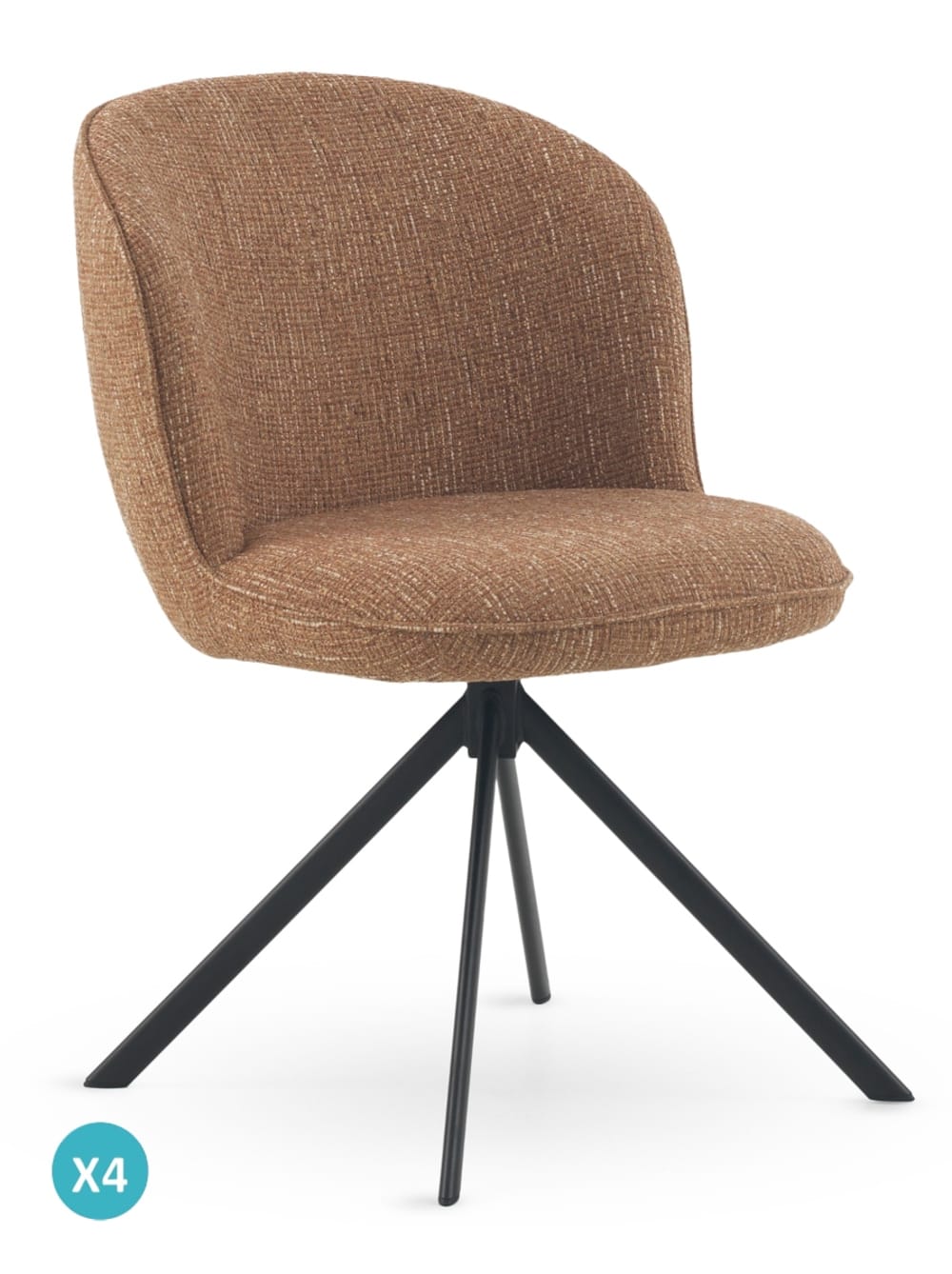 Lot de 4 chaises capitonnées - terracotta