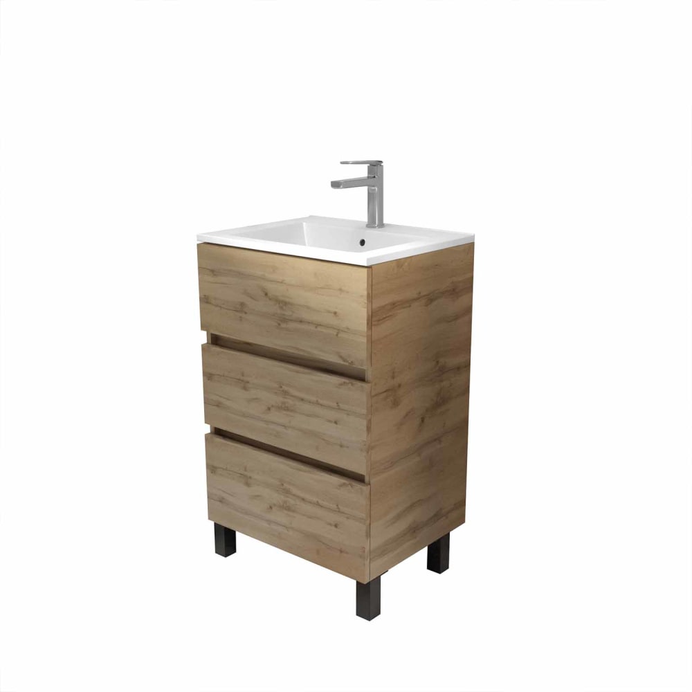 Meuble de salle de bains effet bois marron 41x50x81cm — Beyit