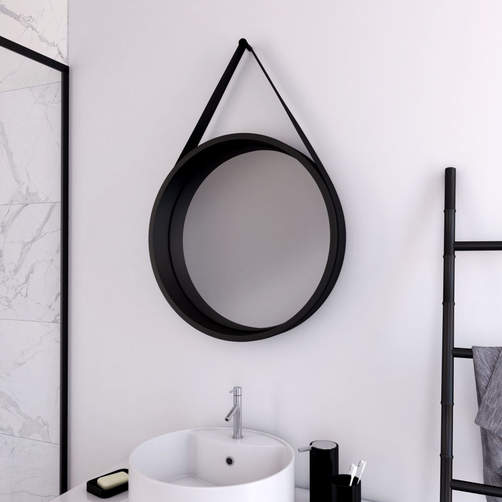 Miroir salle de bains en aluminium noir 8x50x50cm — vue 3