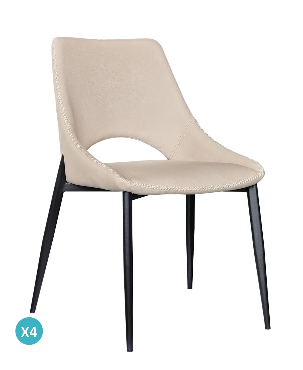 GEESE HOME 4-er Set Polsterstühle karamellfarben Beige Webpelz