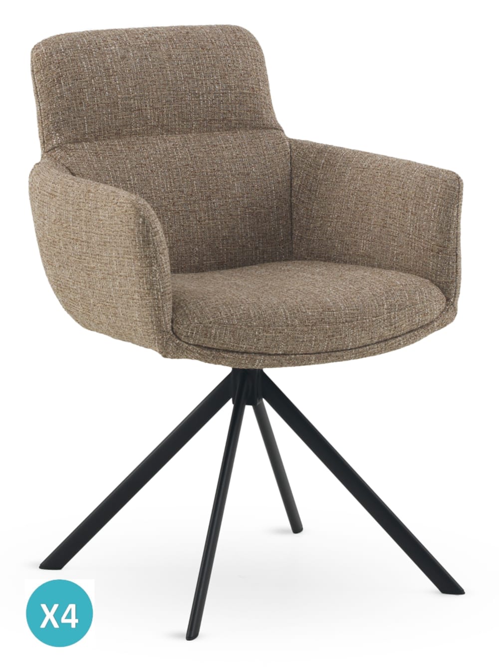 GEESE HOME 4er-Set Polstersessel Tweed braun meliert - Stoff