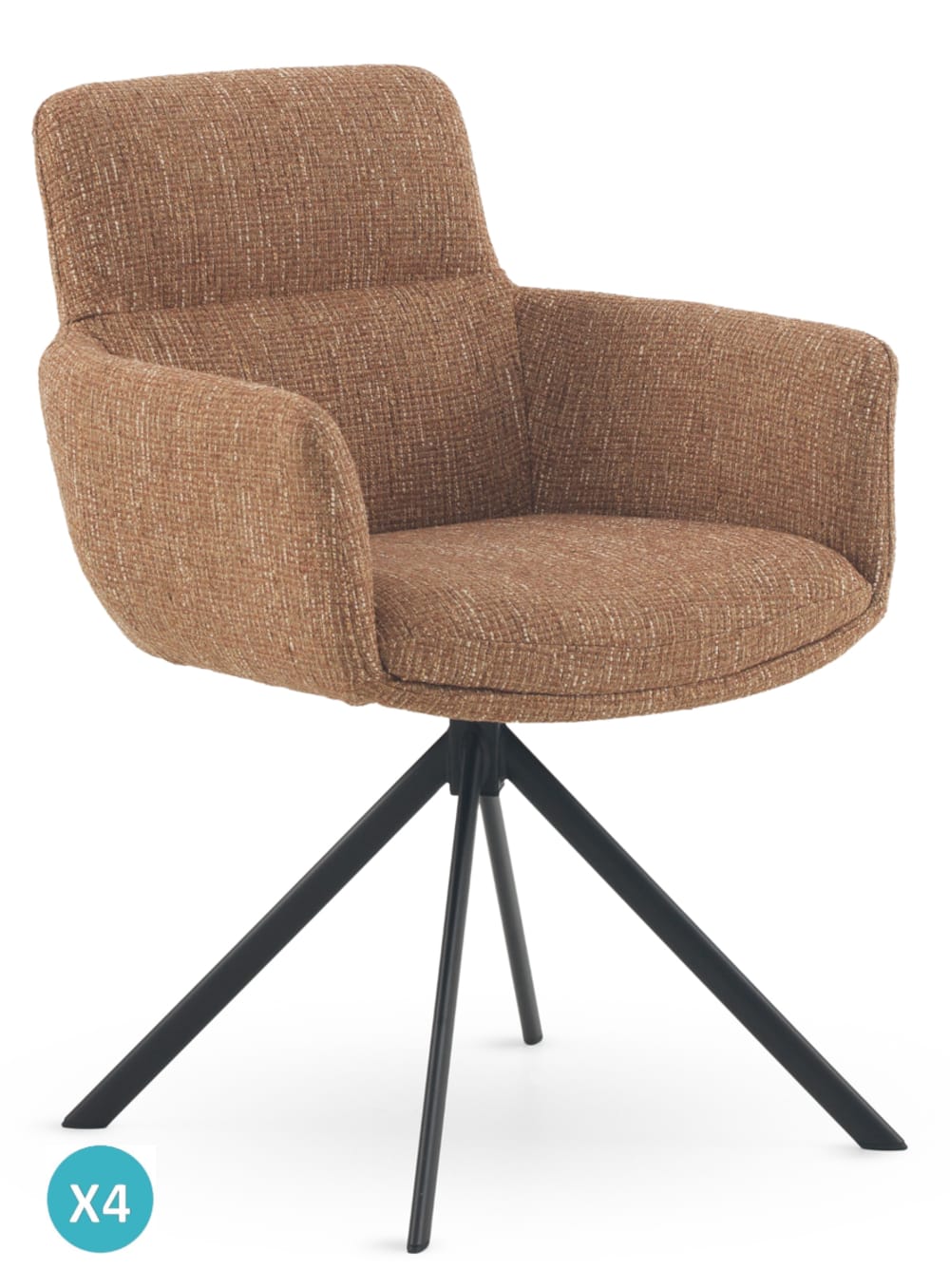 GEESE HOME 4er-Set Polstersessel Tweed terracotta meliert orange Stoff