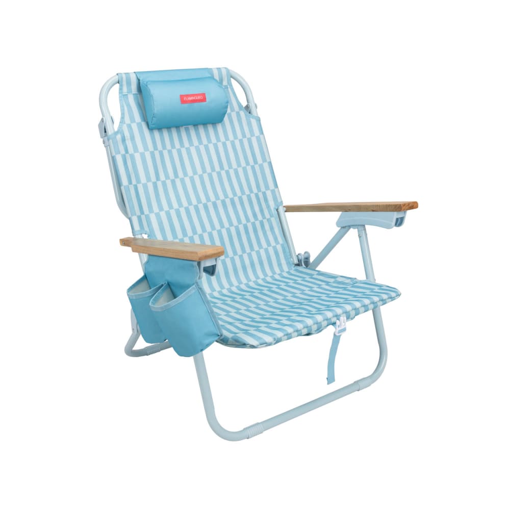Chaise Plage Pliante Polyester Bleu