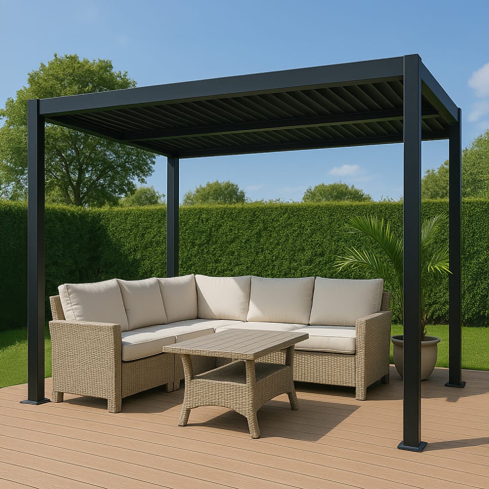 Pergola bioclimatique 4x3m structure en aluminium gris anthracite