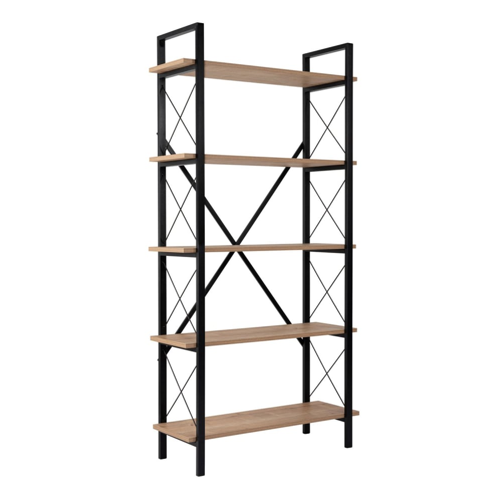 ELYSIAN -Etagère moderne 5 espaces de rangement bois et métal 180cm
