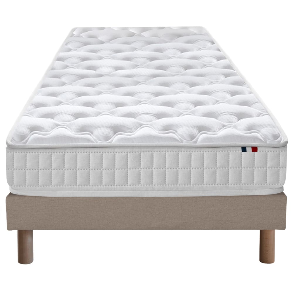 Ensemble matelas ressorts et sommier 90x190 beige