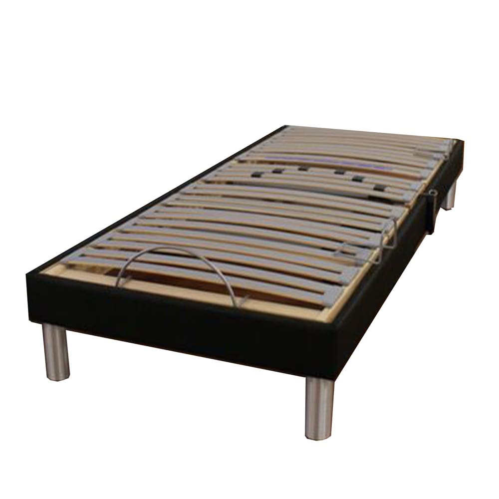 Sommier électrique relaxation tous lattes cadre tissu noir 80x200