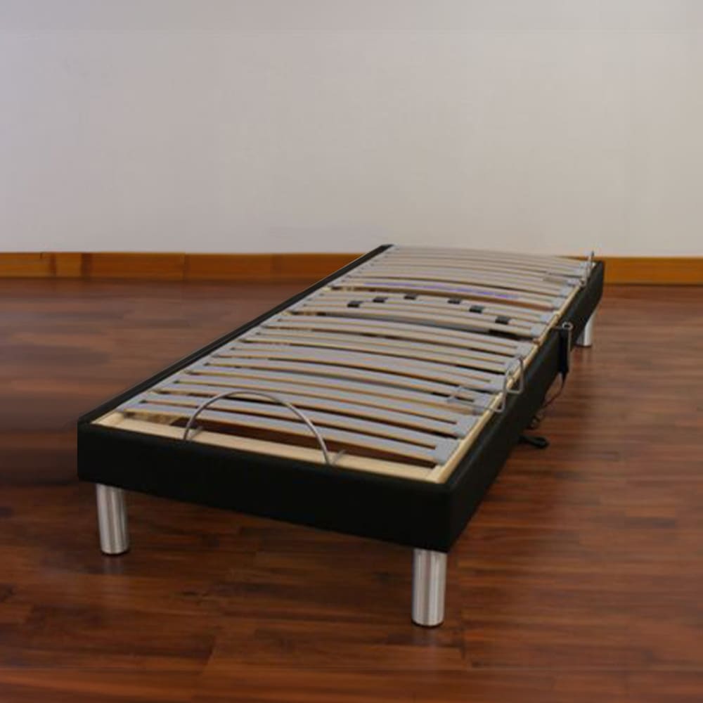 Sommier électrique relaxation tous lattes cadre tissu noir 80x200 - Maisons du Monde