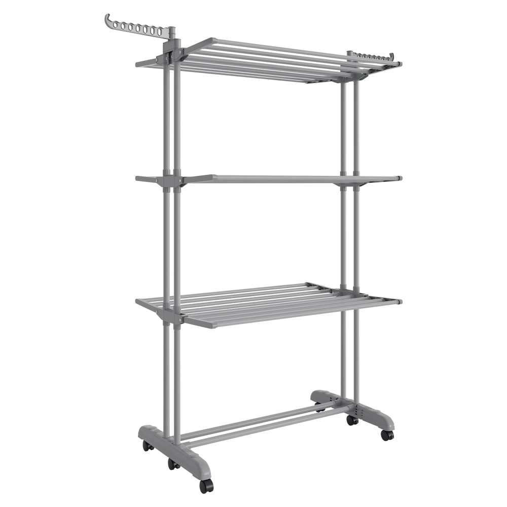 Étendoir à linge avec roulettes pliable gris — Beyit
