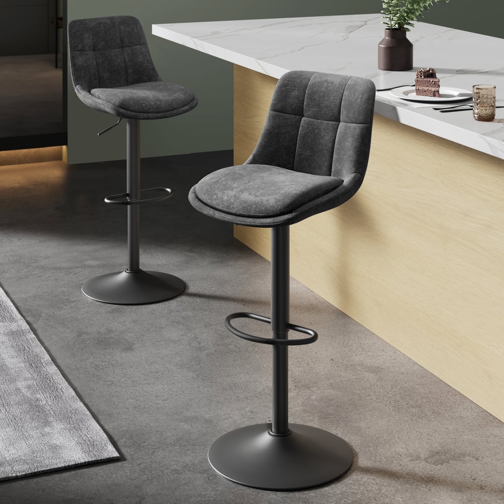 Tabourets de bar lot de 4 hauteur réglable siège pivotant gris ardoise