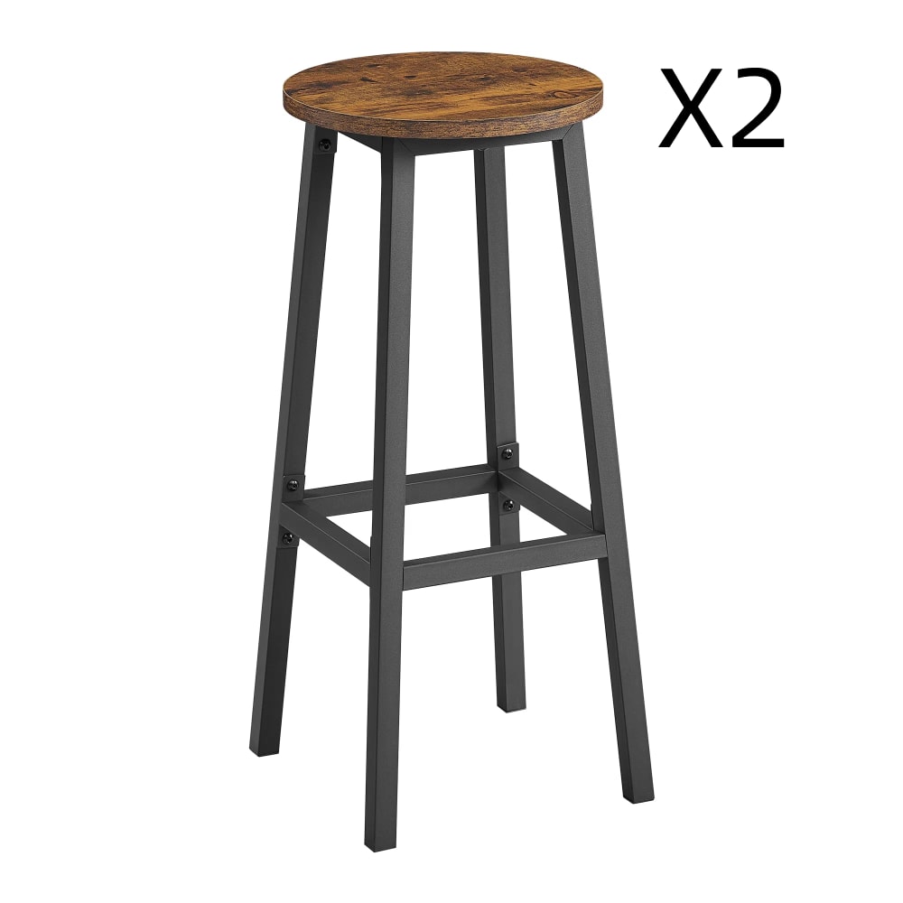 Tabourets de bar lot de 2 siège haut hauteur 74 cm marron et noir — Beyit