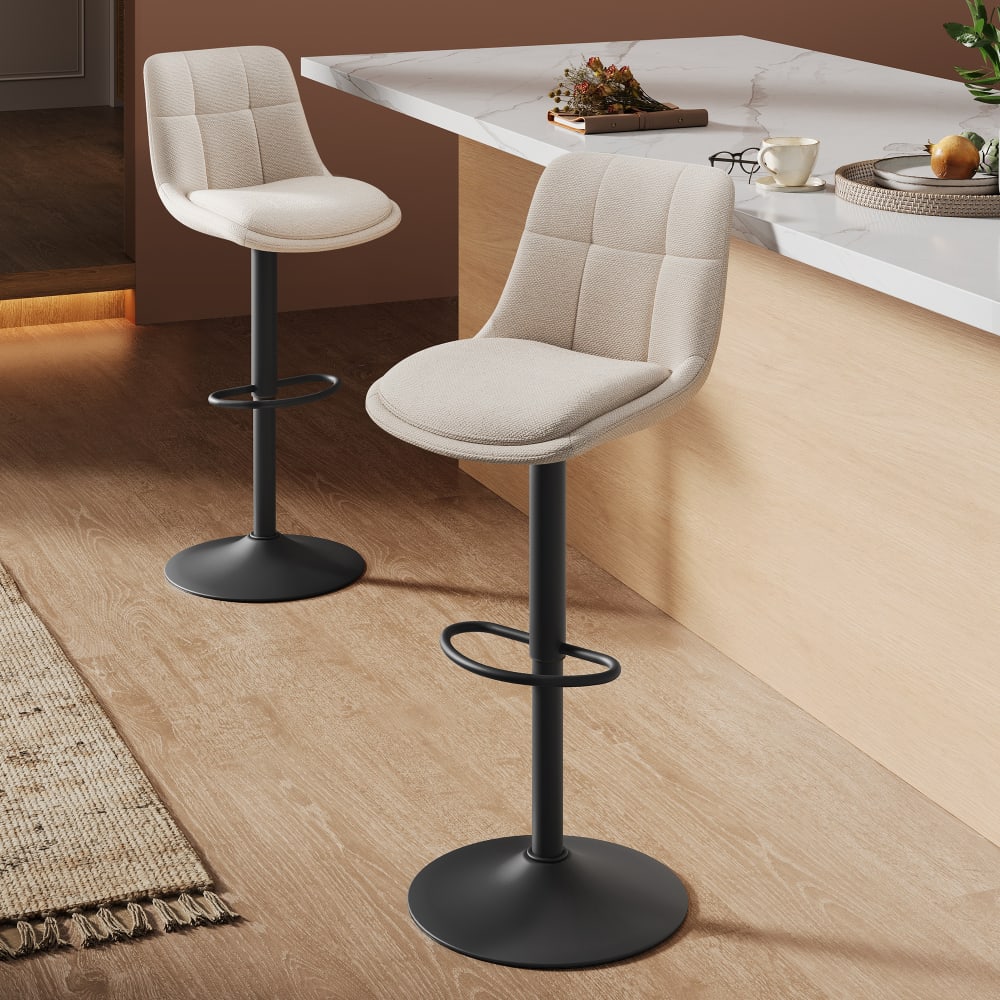 Tabourets de bar lot de 4 hauteur réglable siège pivotant blanc crème